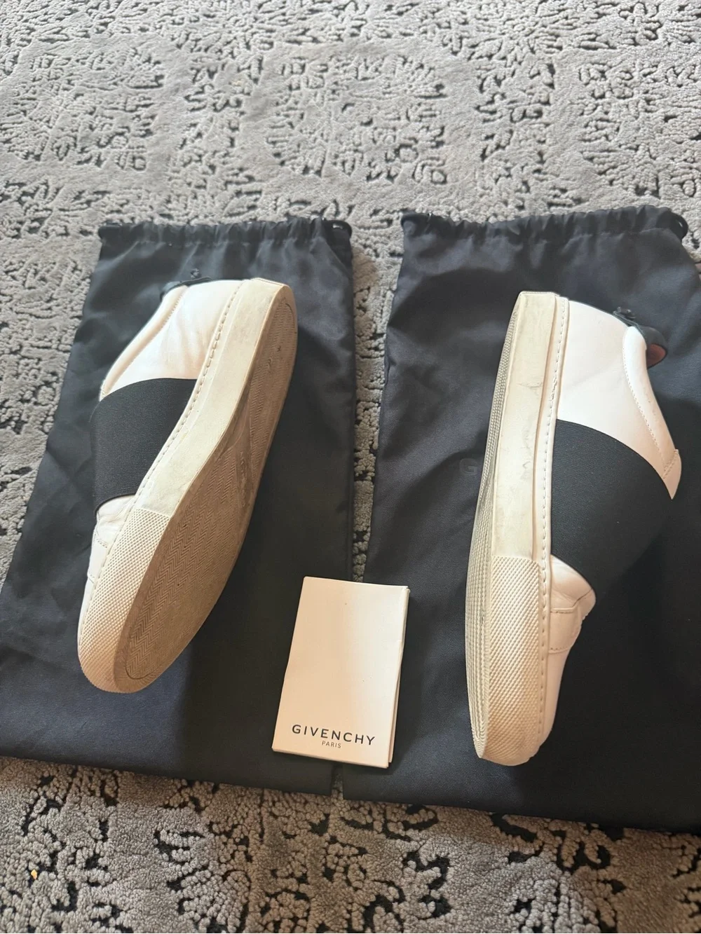 Givenchy White Leather Slip-On Sneakers with Black Elastic